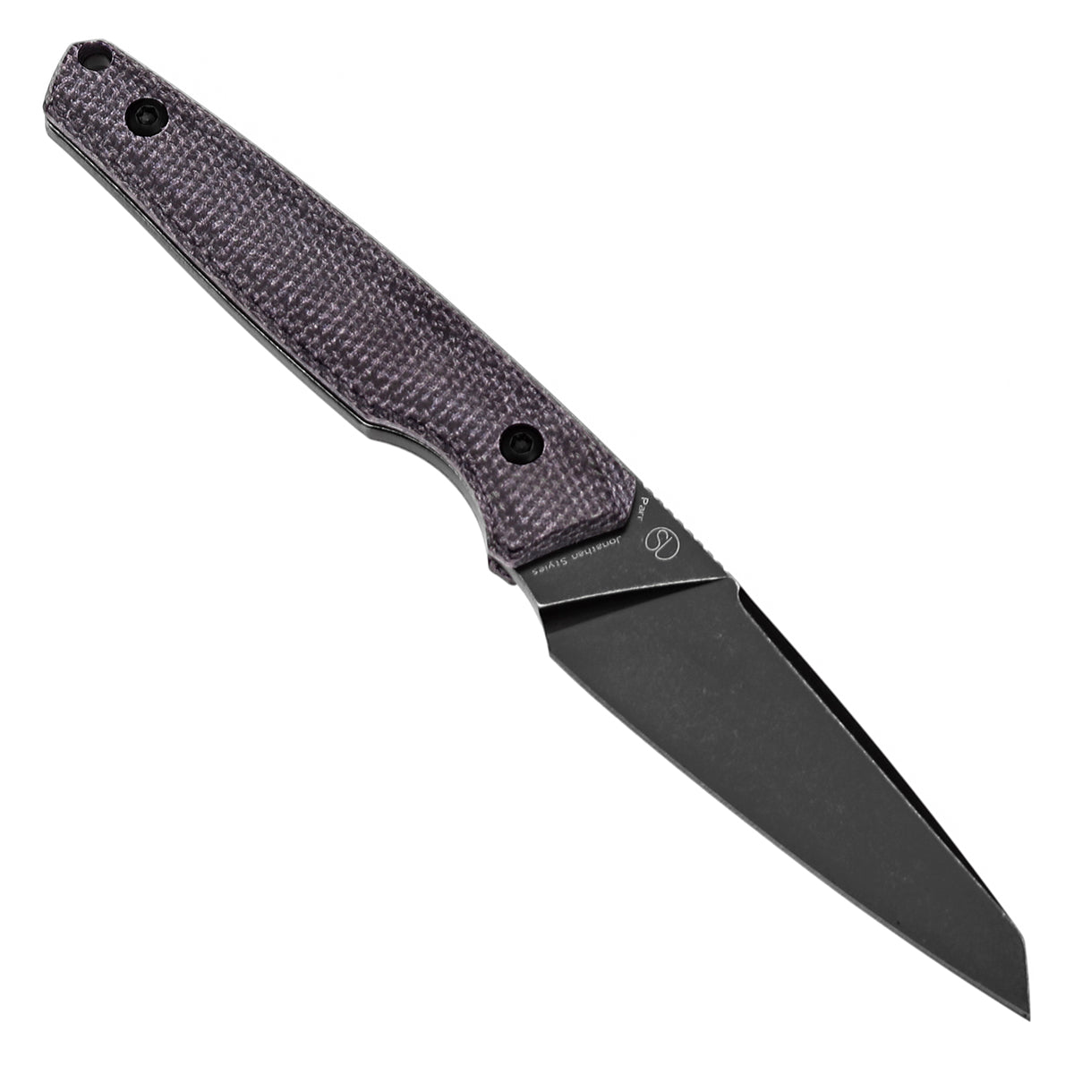 Tenable Parr Outdoor Fixed Blade Knife – Purple Micarta Handle – 3.12" Blackwashed 14C28N Blade – Jonathan Styles Design – G011B1