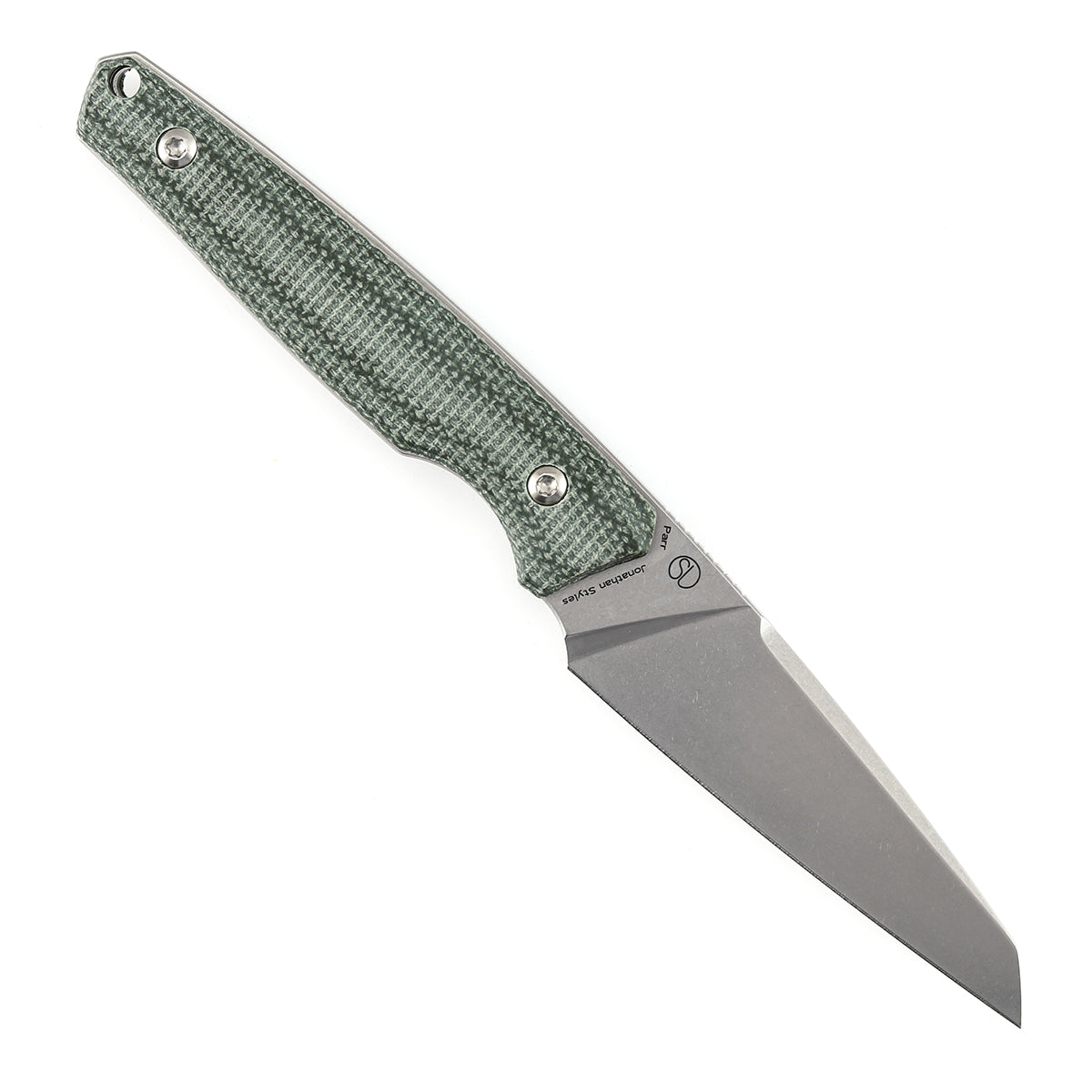 Parr Fixed Blade Knife - 3.12'' Stonewashed 14C28N Blade| Green Micarta Handle | Jonathan Styles - G011B5