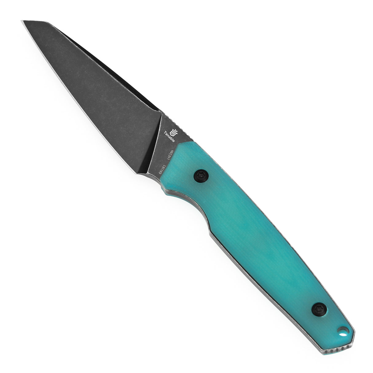 Tenable Parr Outdoor Fixed Blade Knife - Tiffany Blue G10 Handle - 3.12" Blackwash 14C28N Blade - Jonathan Styles Design - G011B3