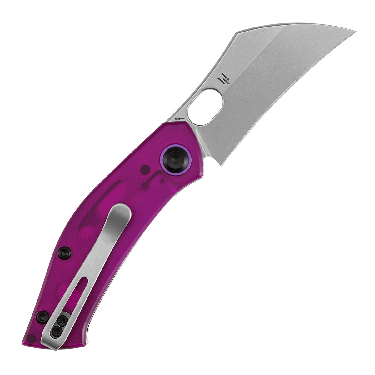 Pre-Order: Ships by Aug. 10 | Tenable Osprey Folding Knife | 2.22" Stonewashed Nitro-V | Purple PC Handle | Triple Stripe Knives Design - B2087A1