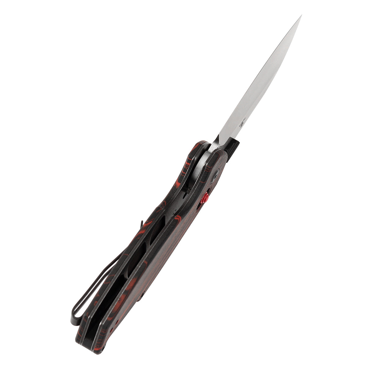 Tenable Model 6 Cross Bar Lock | Red & Black G-mascus Handle | 3.1" Stonewashed 14C28N Blade | Nick Swan Design--T1022V8
