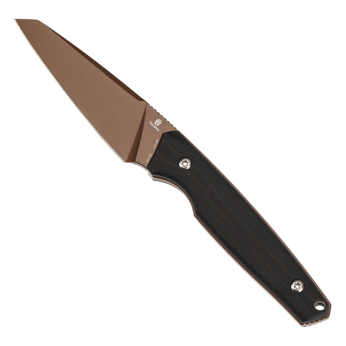 Tenable Parr Outdoor Fixed Blade Knife – Black G10 Handle – 3.12" Rose Gold Coated 14C28N Blade – Jonathan Styles Design – G011B2