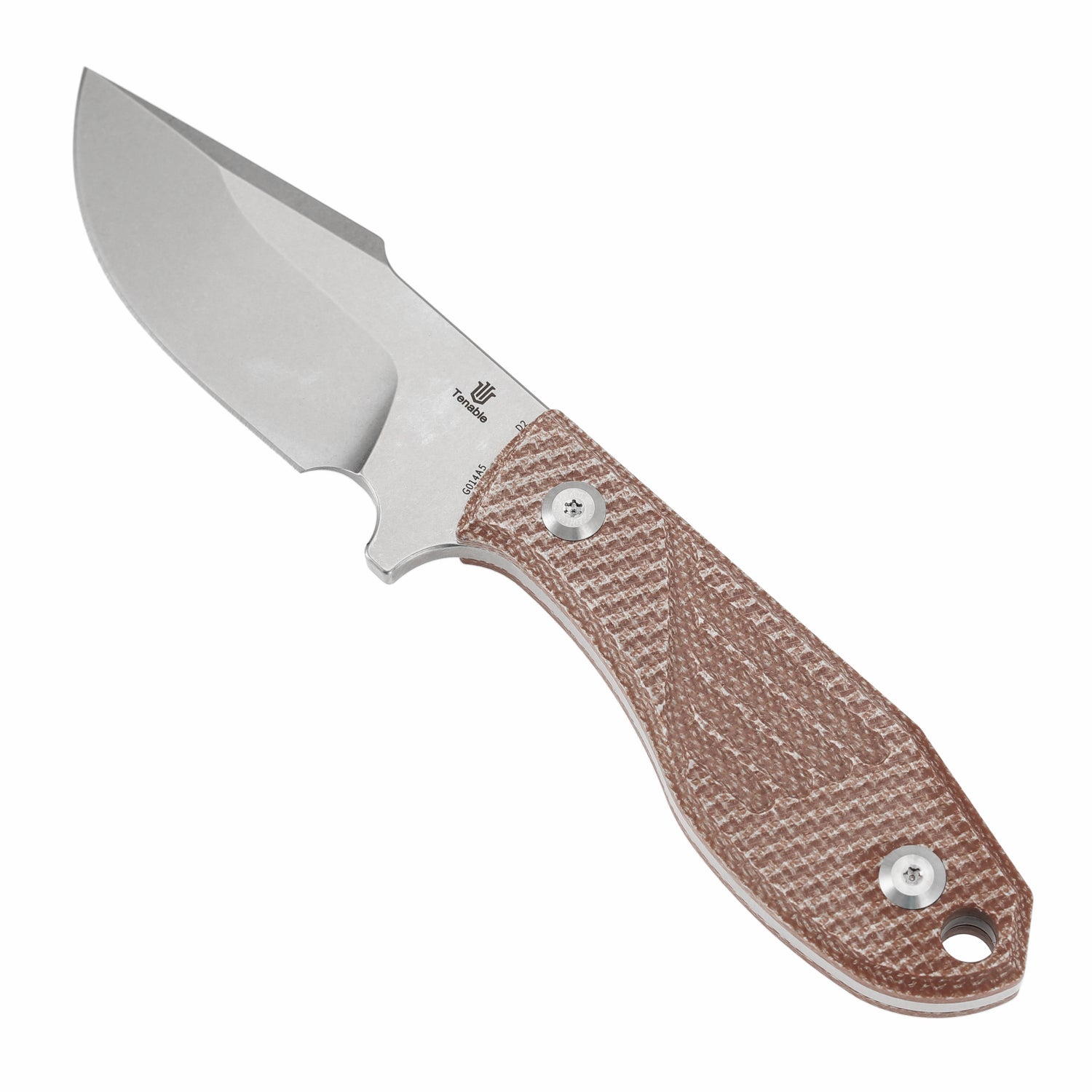 Tenable Tiny Dancer Fixed Blade –Brown Micarta Handle – 3.17" Stonewashed D2 Blade – JB Stout Design – G014A5