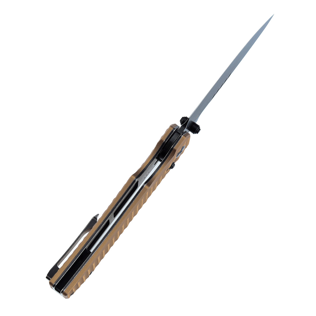 Tenable Eaglestrike | Cross Bar Lock | 3.73'' Black Stonewashed Nitro V Blade |Bronze Anodized Aluminum with Diamond Pattern Handle | James Lowe Design-B1095V5