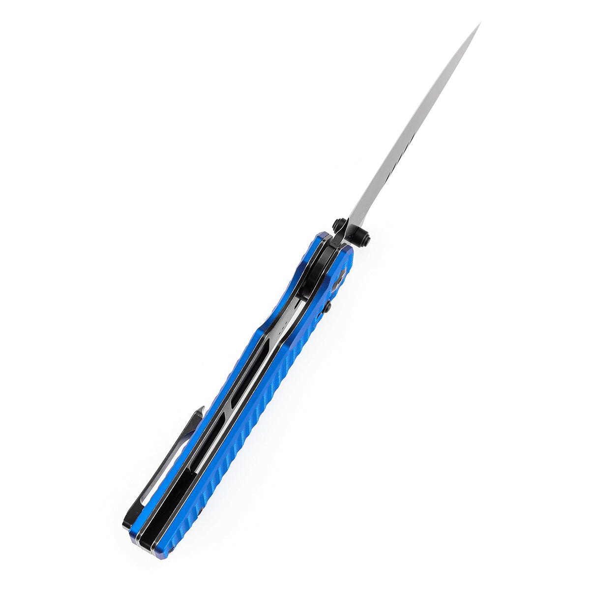 Tenable Eaglestrike | Cross Bar Lock | 3.73'' Black Stonewashed Nitro V Blade | Blue Anodized Aluminum with Diamond Pattern Handle | James Lowe Design-B1095V6