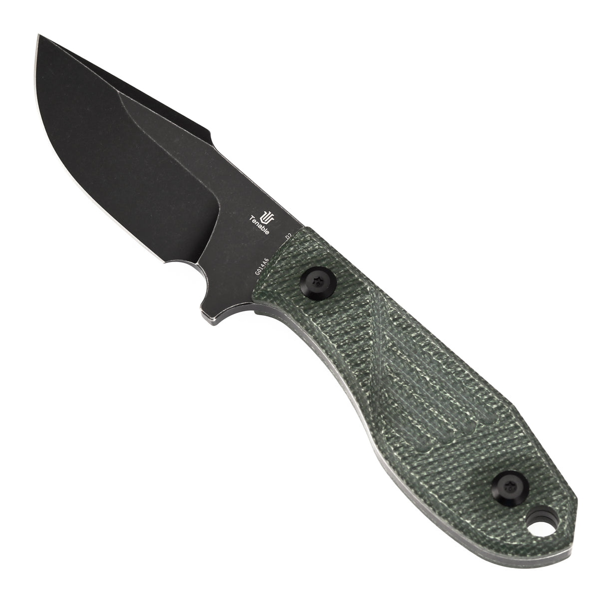 Tenable Tiny Dancer Fixed Blade –Green Micarta Handle – 3.17" Blackwash D2 Blade – JB Stout Design – G014A6