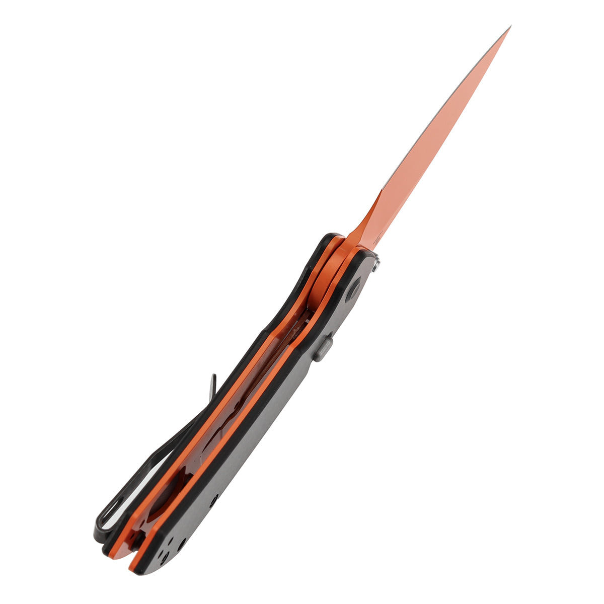 Tenable Fenrir Top Liner Lock Folding Knife| Twill Carbon Fiber Handle | 3.48“ Orange Coated Nitro V Blade | Sparrow Knife Design | B1034H5 (Stainless Steel Thumb Stud)