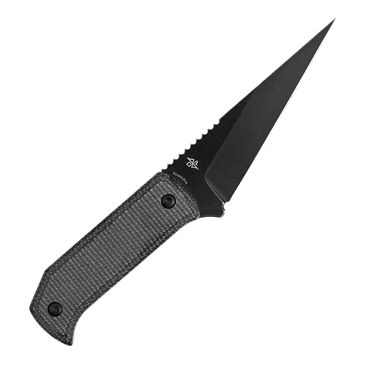 Pre-Order:Ships by Aug. 20 | Tenable ToothPik Fixed Blade | 3.04” Blackwash 14C28N Blade | Black Micarta Handle | Pinkerton Knives Design - G020A4