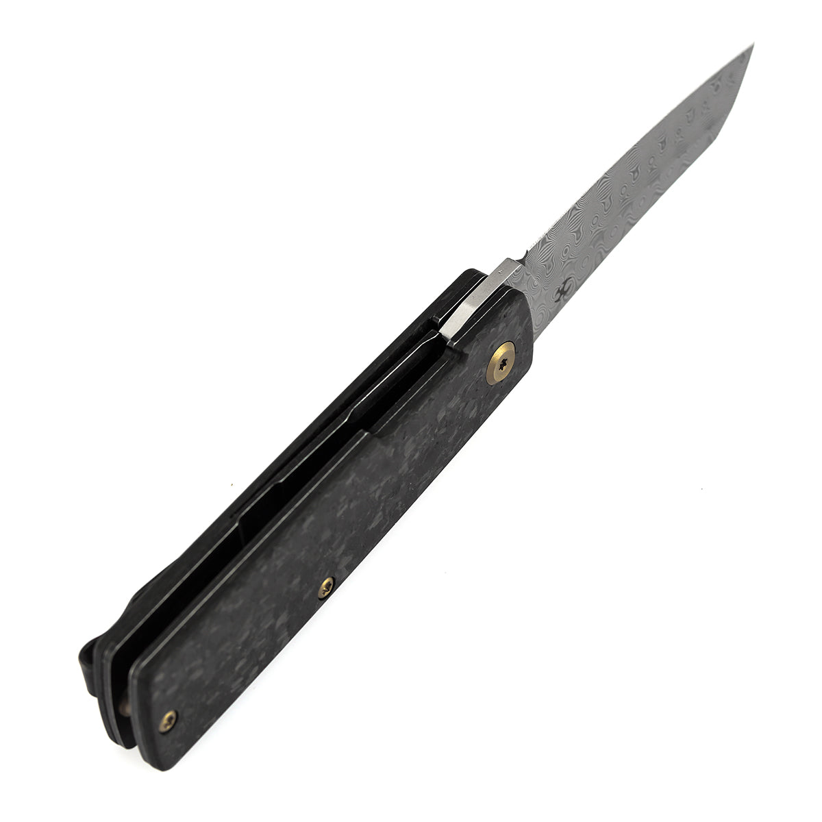 KANSEPT Higonokami | Liner Lock | 3.02'' Damascus Blade | Shred Carbon FIber Handle | Goran mihajlovic Design | T2135A1