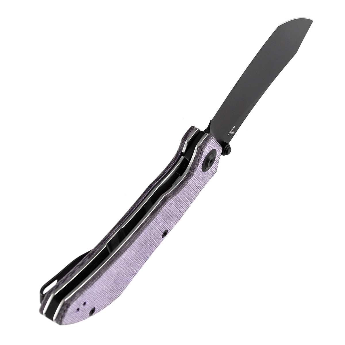 Tenable Tipper Folding Knife | 3.39'' Blackwash Nitro V Blade | Purple Micarta Handle | Edgy Bladeworks Design | B1079A2
