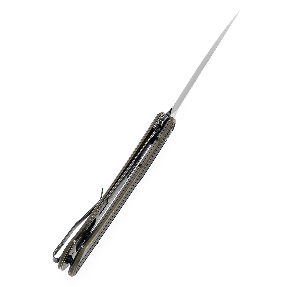 Tenable Kratos Folding Knife Black and Green G10 Handle(3.79" Blackwash Nitro-V Blade) Ostap Hel Design-T1024A4