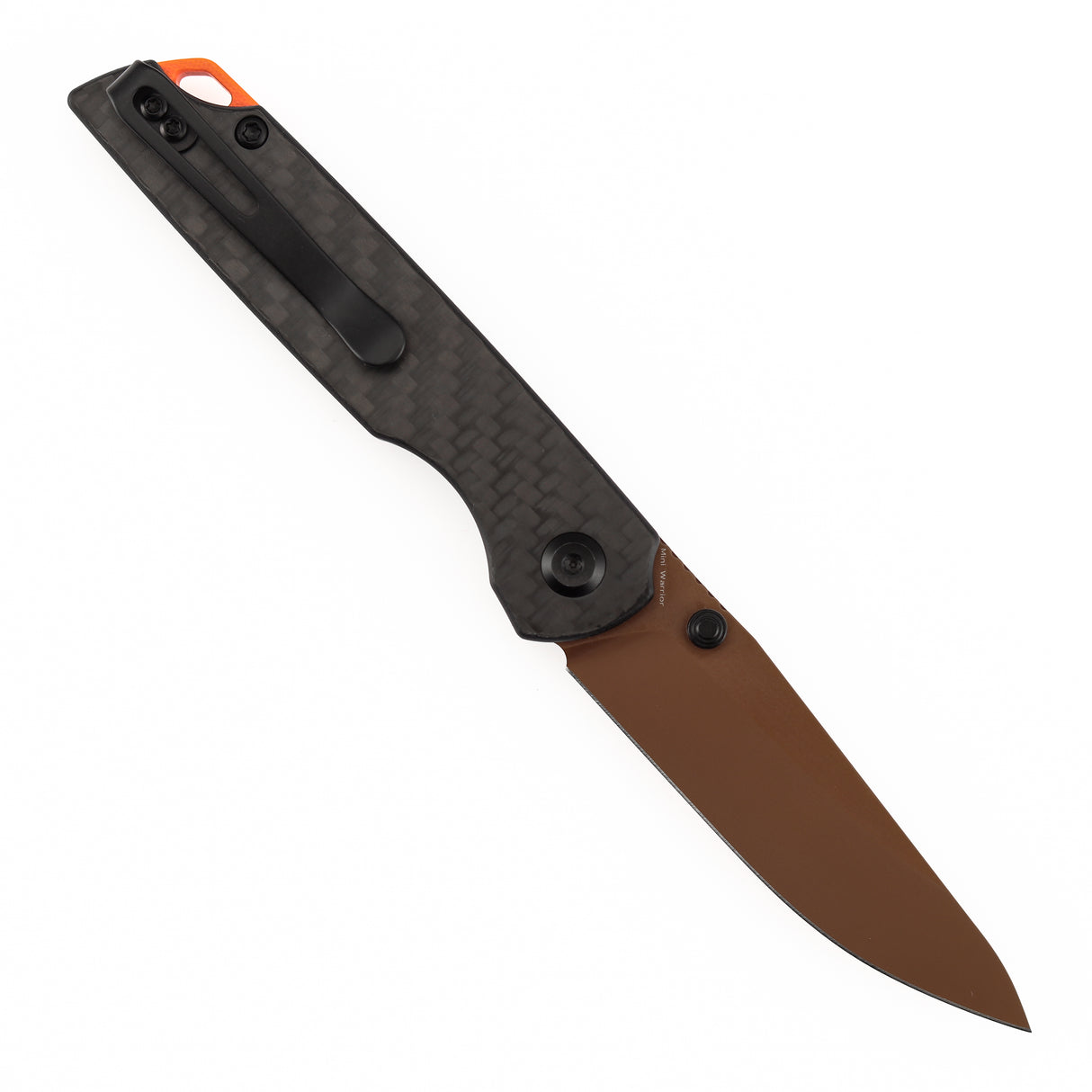 Tenable Mini Warrior Liner Lock Knife | 2.9" Rose Gold Nitro-V Blade | Twill Carbon Fiber & G10 Handle | Kim Ning Design - B2005A4