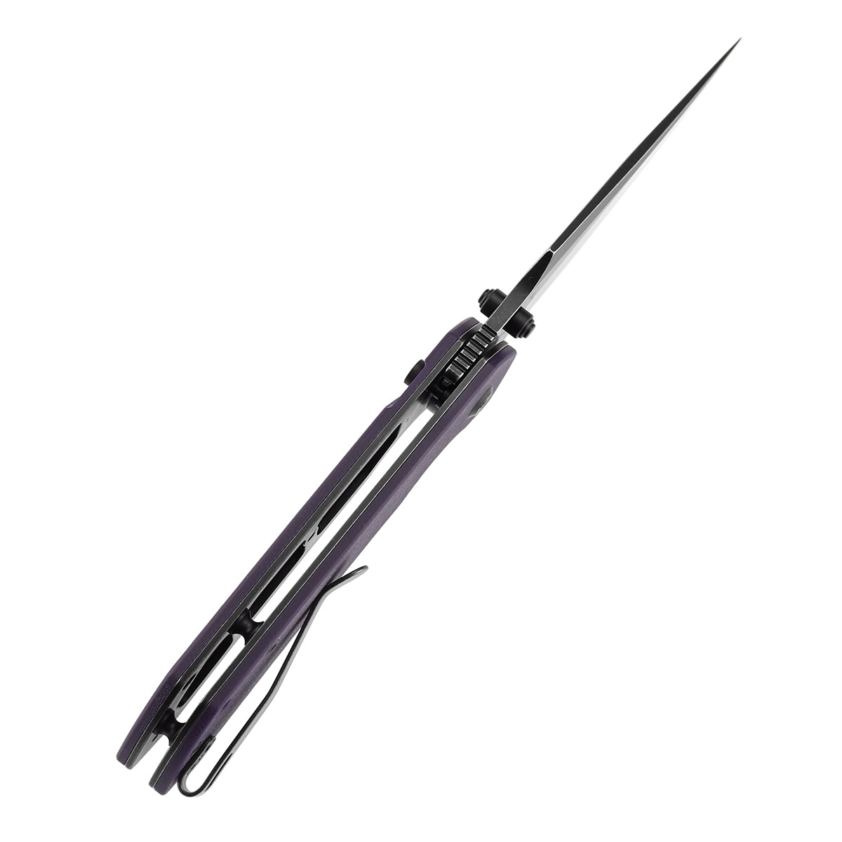 Tenable Fenrir Button Lock Knife | Purple G10 Handle | 3.45" blackwashed 14C28N | Sparrow Knife Design | T1034F10