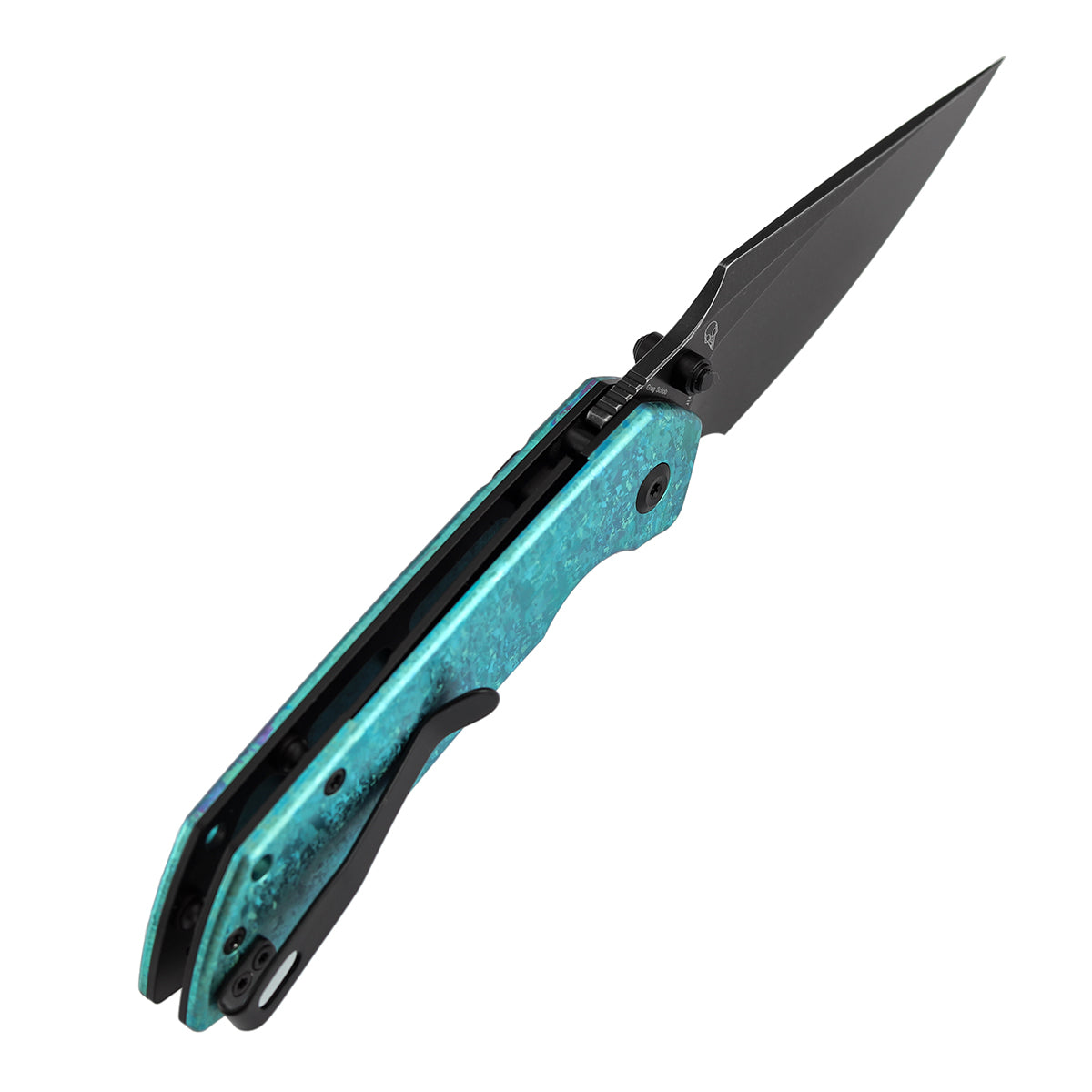 Tenable Fenrir Top Liner Lock Folding Knife | 3.4" Blackwash Nitro-V Blade | Green Anodized Crystallized Titanium Handle | Sparrow Knife Design - B1034H20