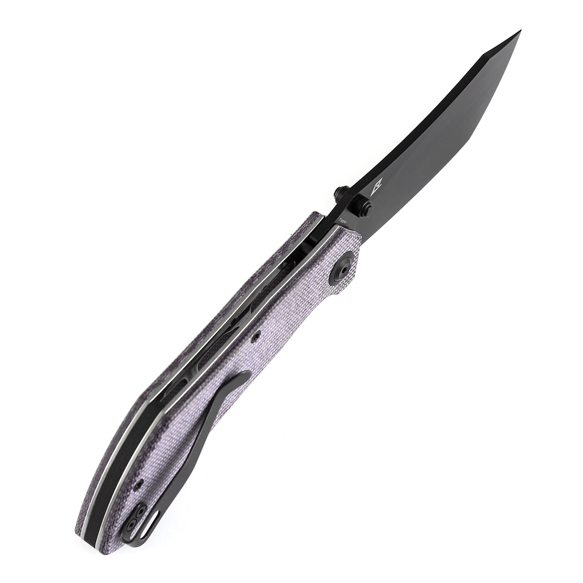 Tenable Tipper Folding Knife | 3.39'' Blackwash Nitro V Blade | Purple Micarta Handle | Edgy Bladeworks Design | B1079A2