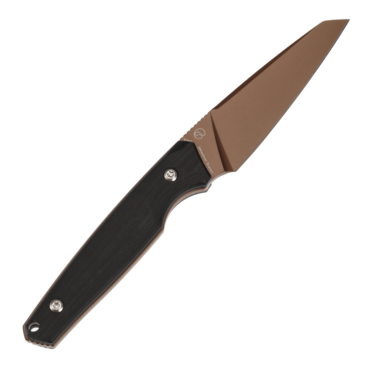 Tenable Parr Outdoor Fixed Blade Knife – Black G10 Handle – 3.12" Rose Gold Coated 14C28N Blade – Jonathan Styles Design – G011B2