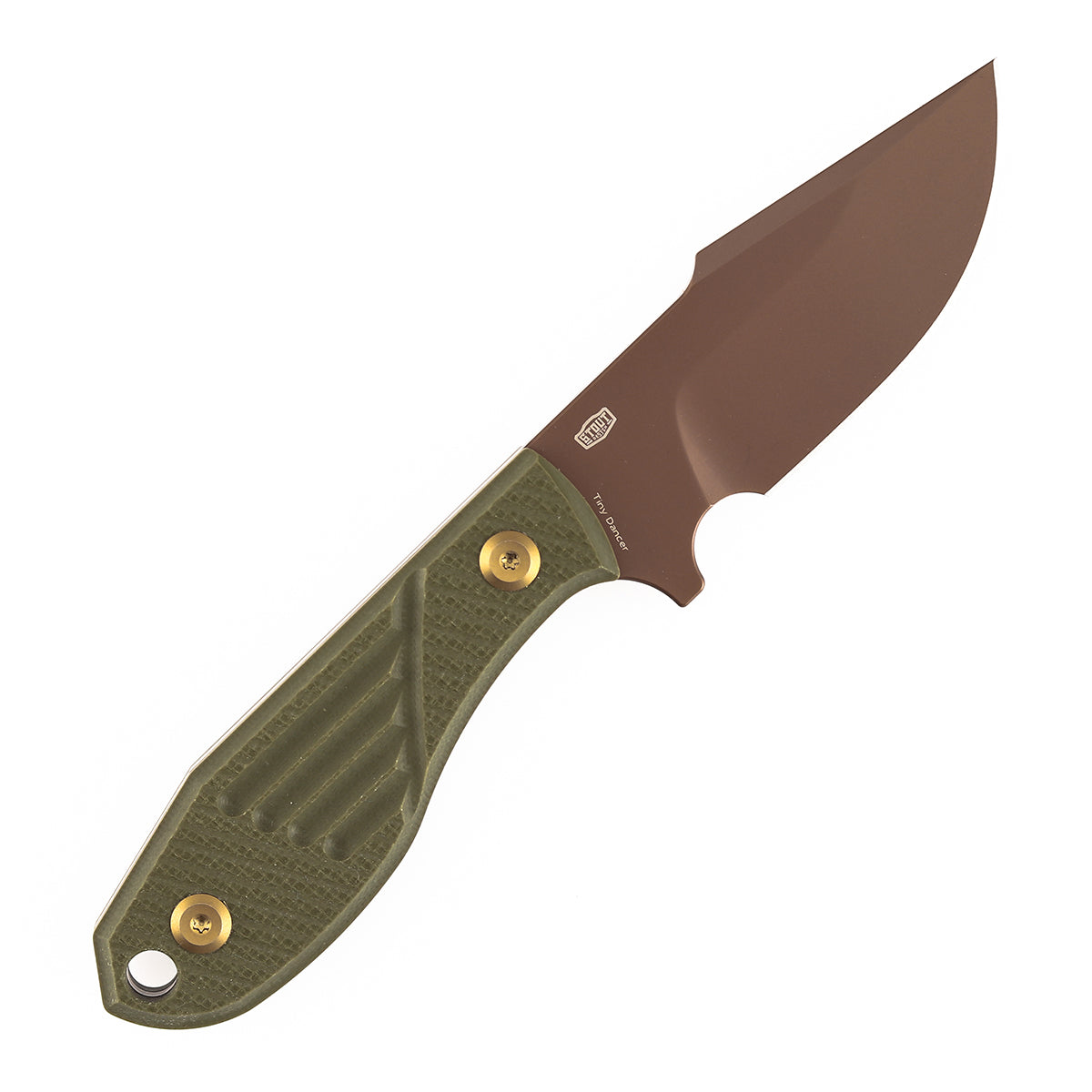Tenable Tiny Dancer Fixed Blade Knife | 3.17" Rose Gold D2 Blade | Olive Green G10 Handle | JB Stout Design | G014A7