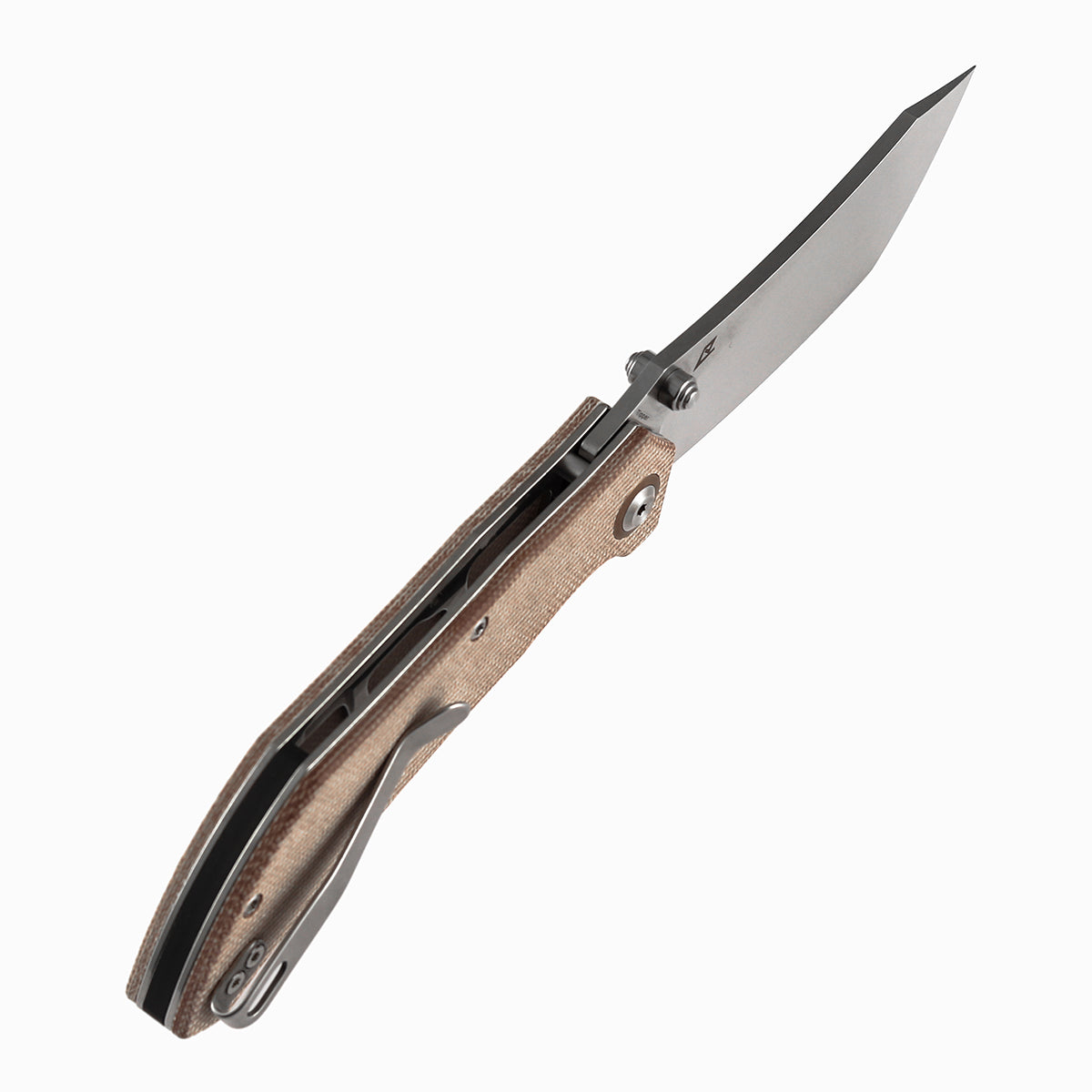 Tenable Tipper Folding Knife | 3.39'' Stonewashed Nitro V Blade | Brown Micarta Handle | Edgy Bladeworks Design | B1079A3