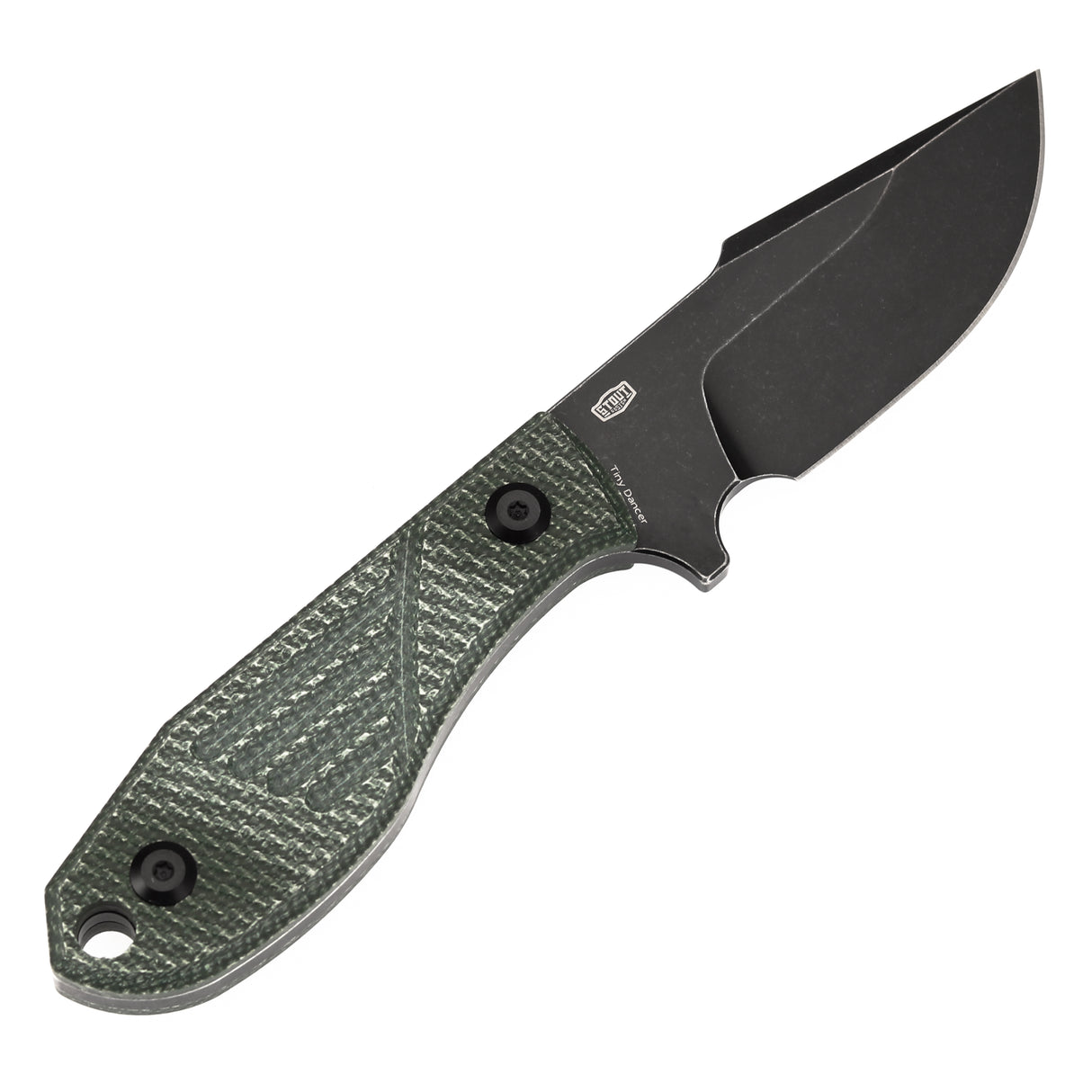 Tenable Tiny Dancer Fixed Blade –Green Micarta Handle – 3.17" Blackwash D2 Blade – JB Stout Design – G014A6