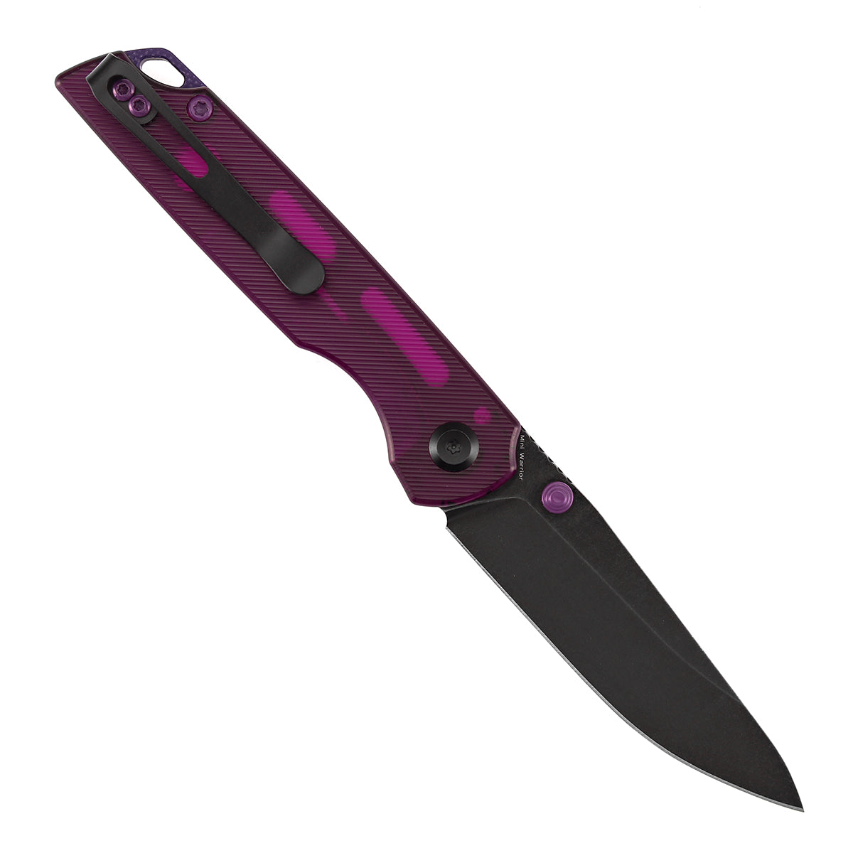 Tenable Mini Warrior Liner Lock Knife | 2.9" Blackwash Nitro-V Blade | Purple Acrylic Handle | Kim Ning Design - B2005A2