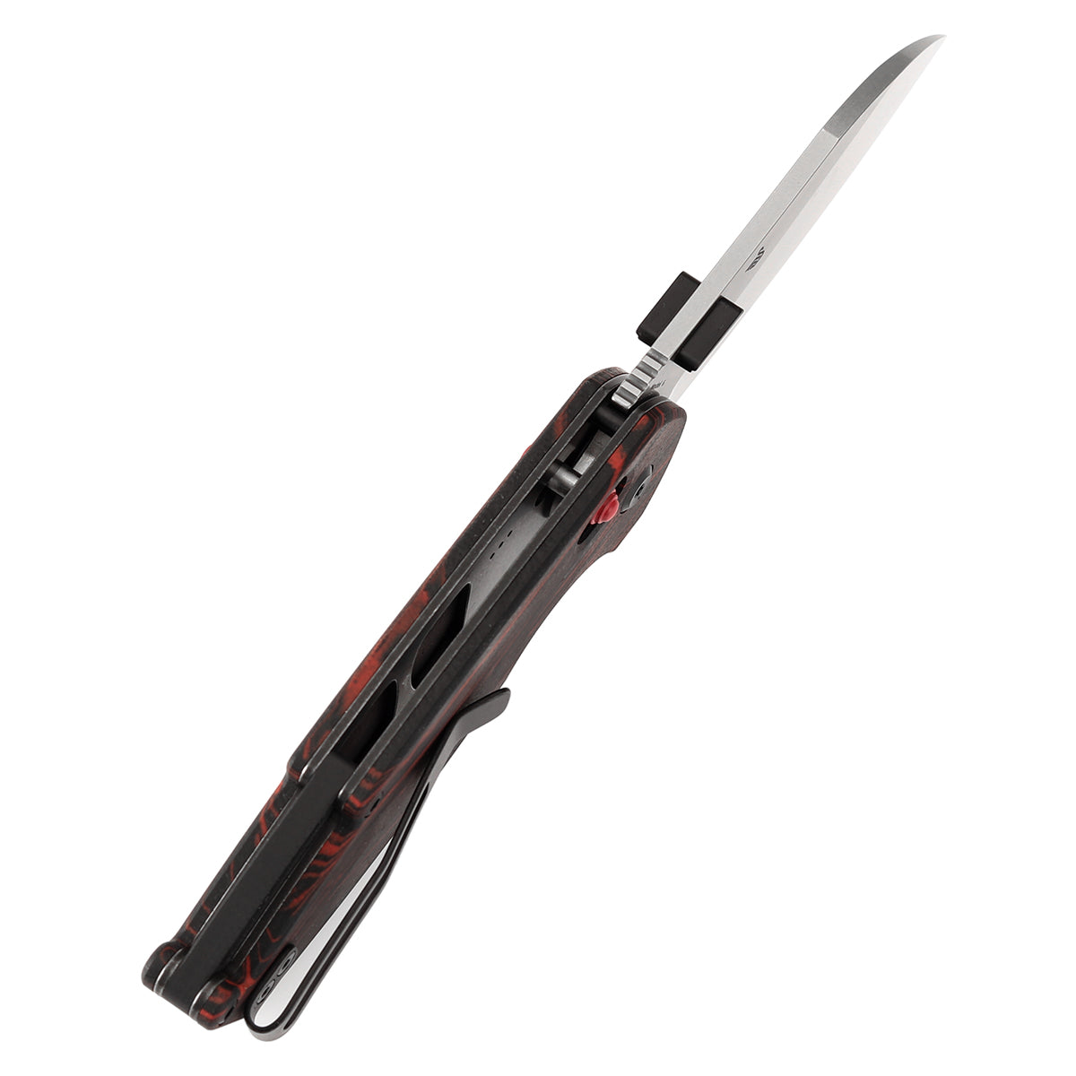 Tenable Model 6 Cross Bar Lock | Red & Black G-mascus Handle | 3.1" Stonewashed 14C28N Blade | Nick Swan Design--T1022V8
