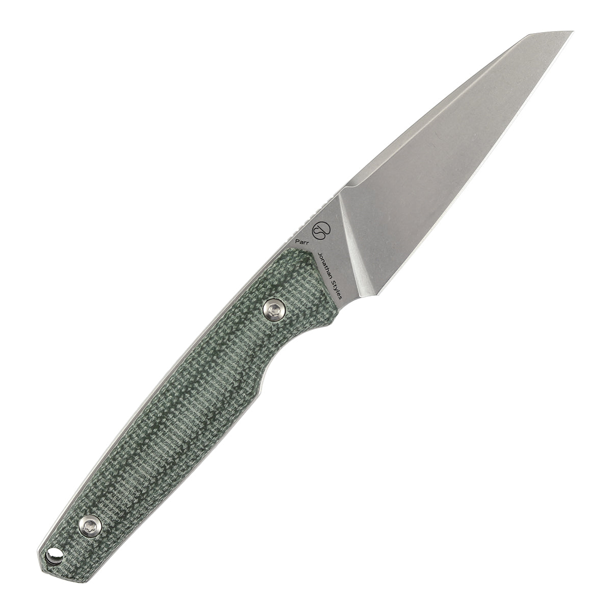 Parr Fixed Blade Knife - 3.12'' Stonewashed 14C28N Blade| Green Micarta Handle | Jonathan Styles - G011B5