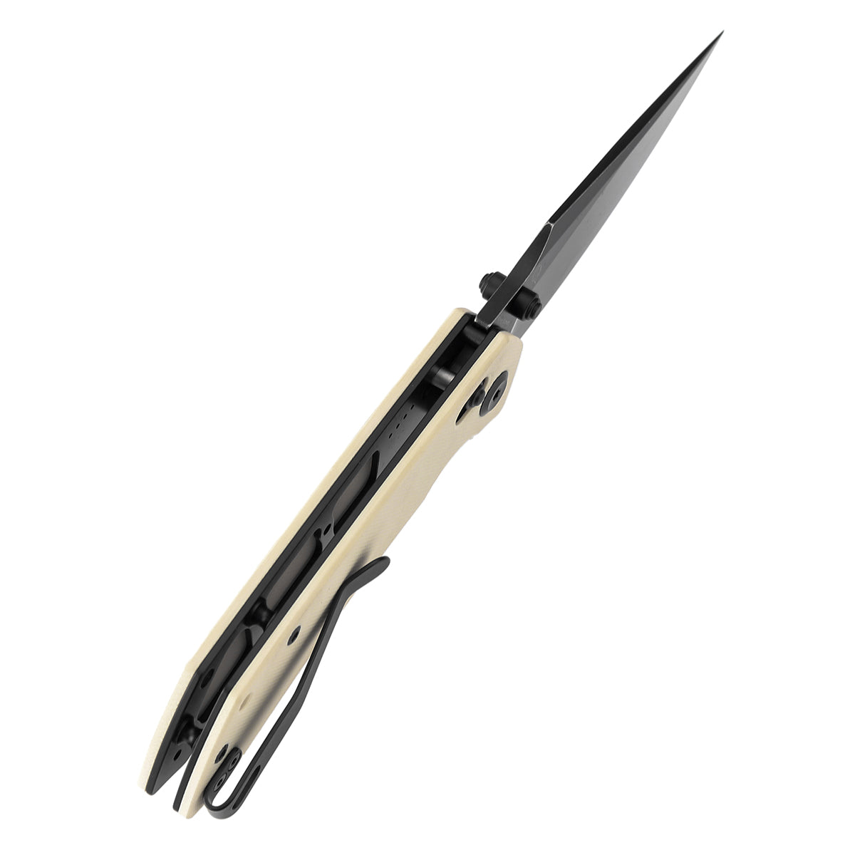 Tenable Fenrir Cross Bar Lock Folding Knife| Ivory White G10 | 3.48" Blackwashed Nitro-V Blade | Sparrow Knife Design | T1034V11