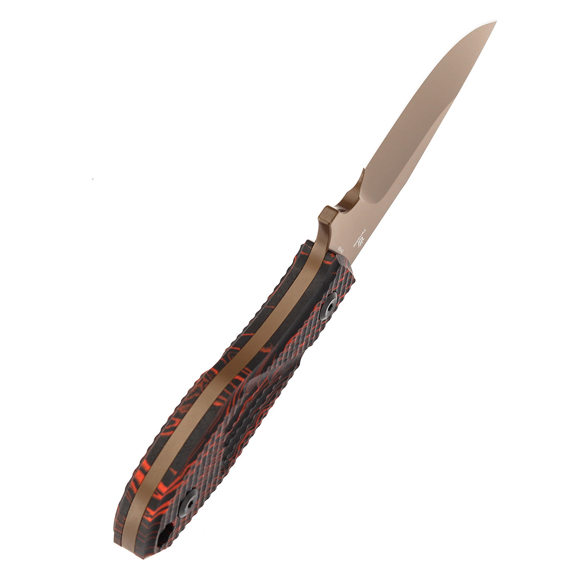 Tenable Tiny Dancer Fixed Blade – Black & Red G-mascus Handle – 3.17" Rose Gold Coated D2 Blade – JB Stout Design – G014A2