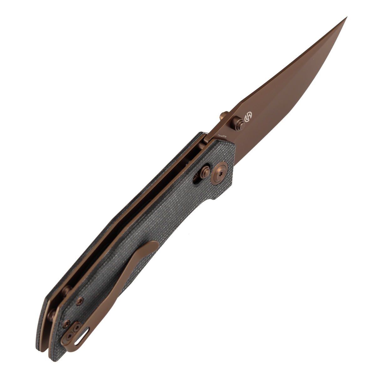 Tenable Deadite Cross Bar Lock Knife | 3.52" Rose Gold 14C28N Blade | Black Micarta Handle | TuffKnives Design - B1081V3