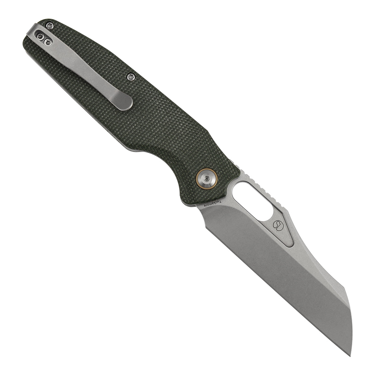 Tenable Tuckamore Folding Knife | 3.54" Stonewashed Nitro V | Green Micarta | Jonathan Styles Design - B1052A1