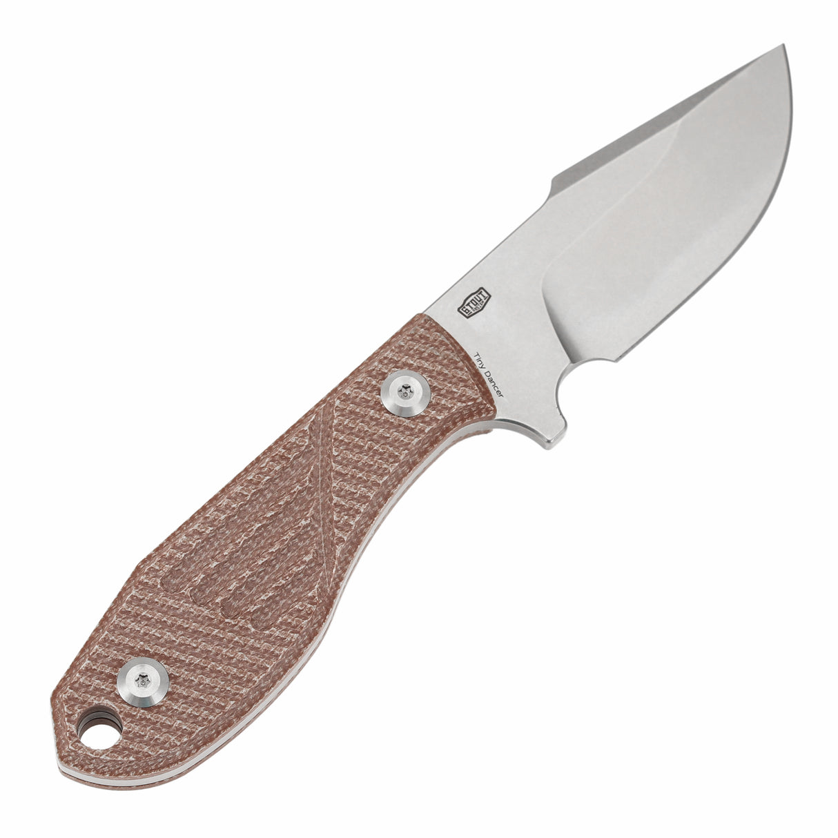 Tenable Tiny Dancer Fixed Blade –Brown Micarta Handle – 3.17" Stonewashed D2 Blade – JB Stout Design – G014A5