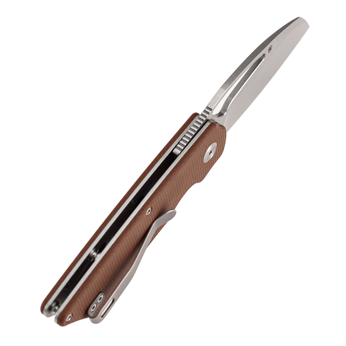 Tenable Goblin L Folding Knife | 3.24'' Stonewashed 14C28N Blade | Brown Micarta Handle | Marshall Noble Design | B3016A4