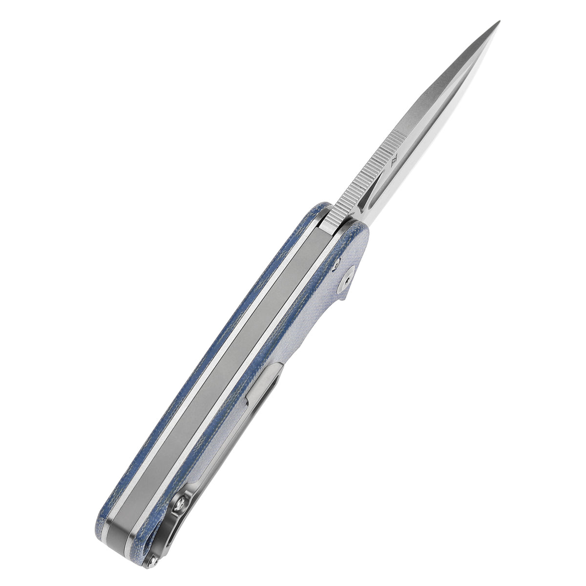 Tenable Bömbur Folding Knife Blue Micarta Handle (3.53'' Stonewashed D2 Blade) Midgards Messer Design--T1054A5