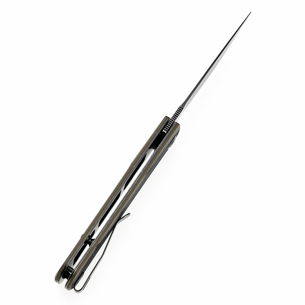 Tenable Kratos Folding Knife Black and Green G10 Handle(3.79" Blackwash Nitro-V Blade) Ostap Hel Design-T1024A4