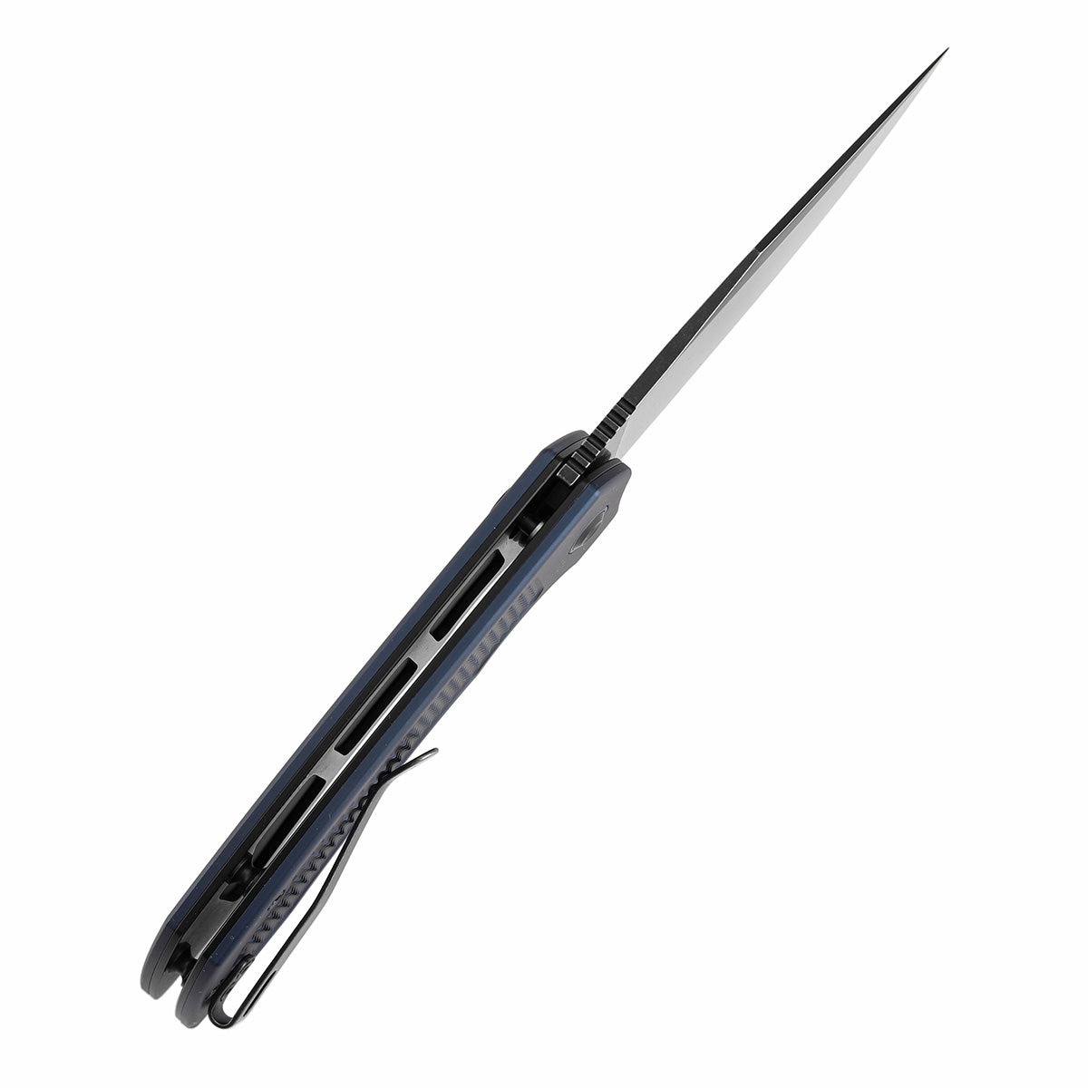 Tenable Entity - Button Lock - 3.52'' Blackwash 14C28N - Purple Aluminum with Checkered Texture - Nalu Knives - B1036F5