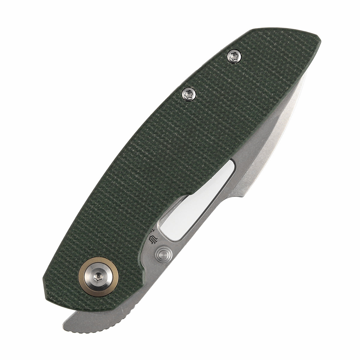 Tenable Link Folding Knife | 3.0" Stonewashed 14C28N Blade | Green Micarta Handle| Triple Stripe Knives Design | B1068A5