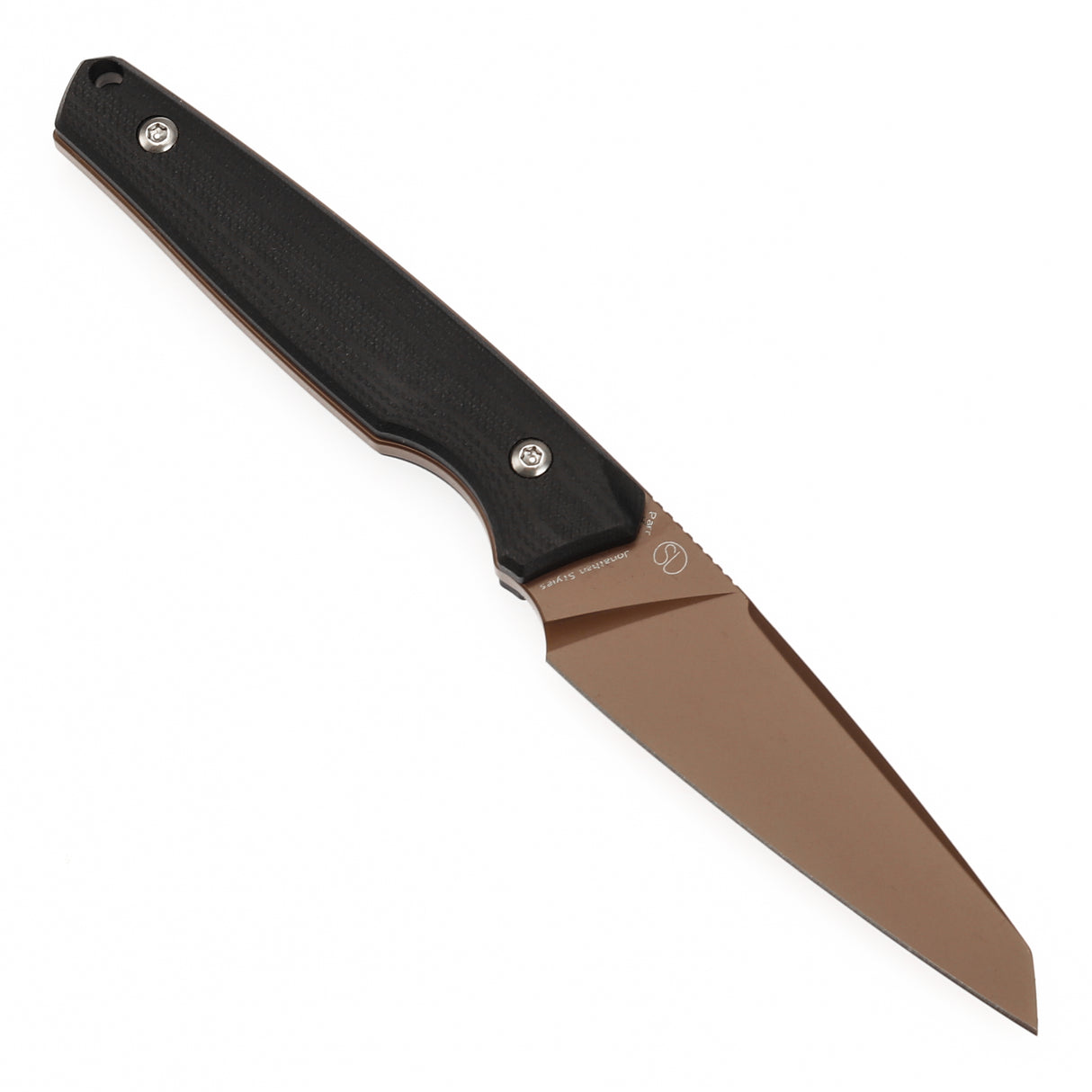 Tenable Parr Outdoor Fixed Blade Knife – Black G10 Handle – 3.12" Rose Gold Coated 14C28N Blade – Jonathan Styles Design – G011B2
