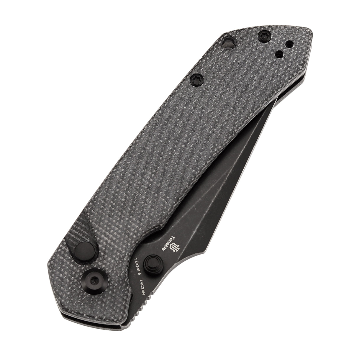 Tenable Fenrir Button Lock Knife | Black Micarta Handle | 3.45" blackwashed 14C28N | Sparrow Knife Design | T1034F6