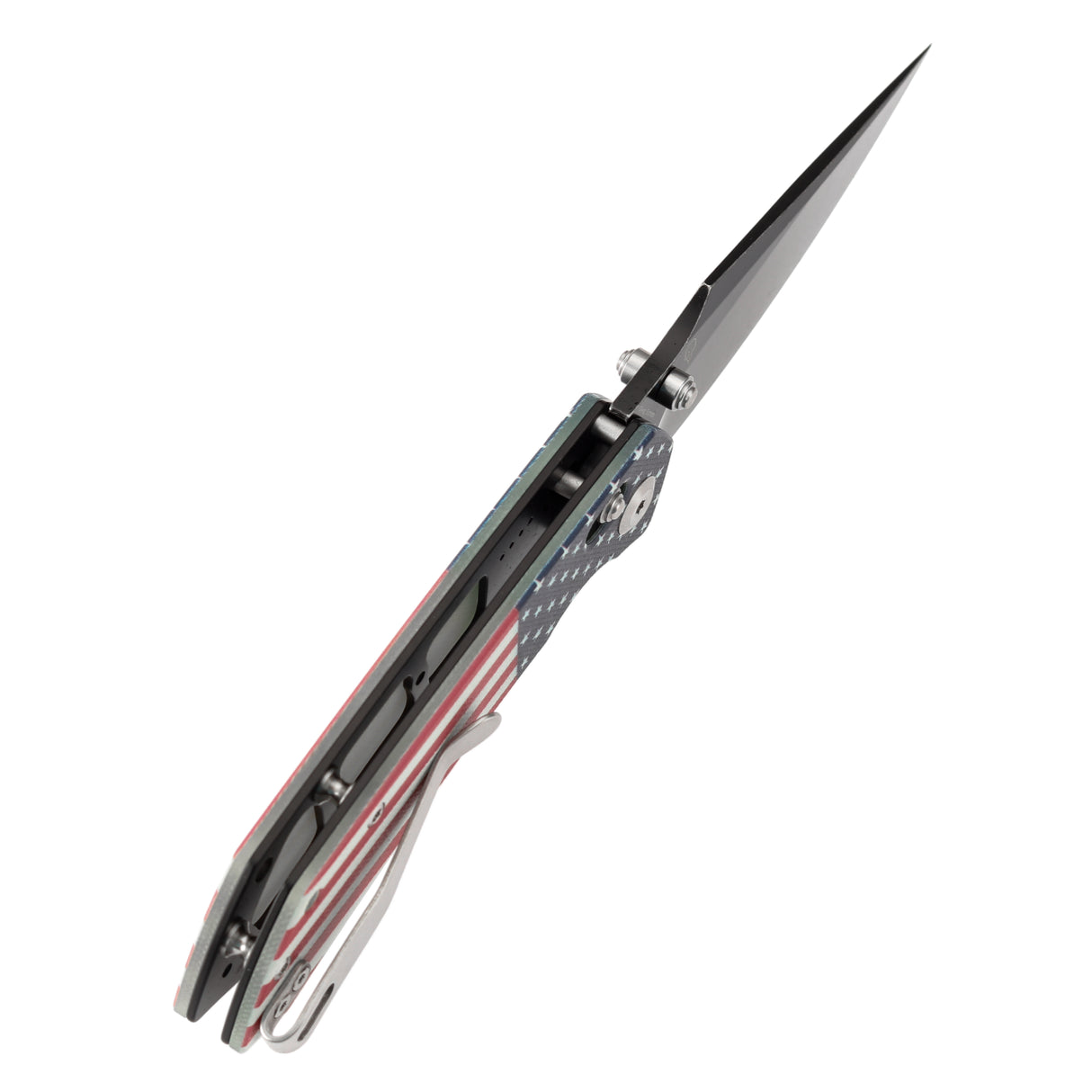 Tenable Fenrir Cross Bar Lock | Jade G10 with American Flag Handle | 3.48" Blackwashed Nitro-V Blade | Sparrow Knife Design | T1034V9