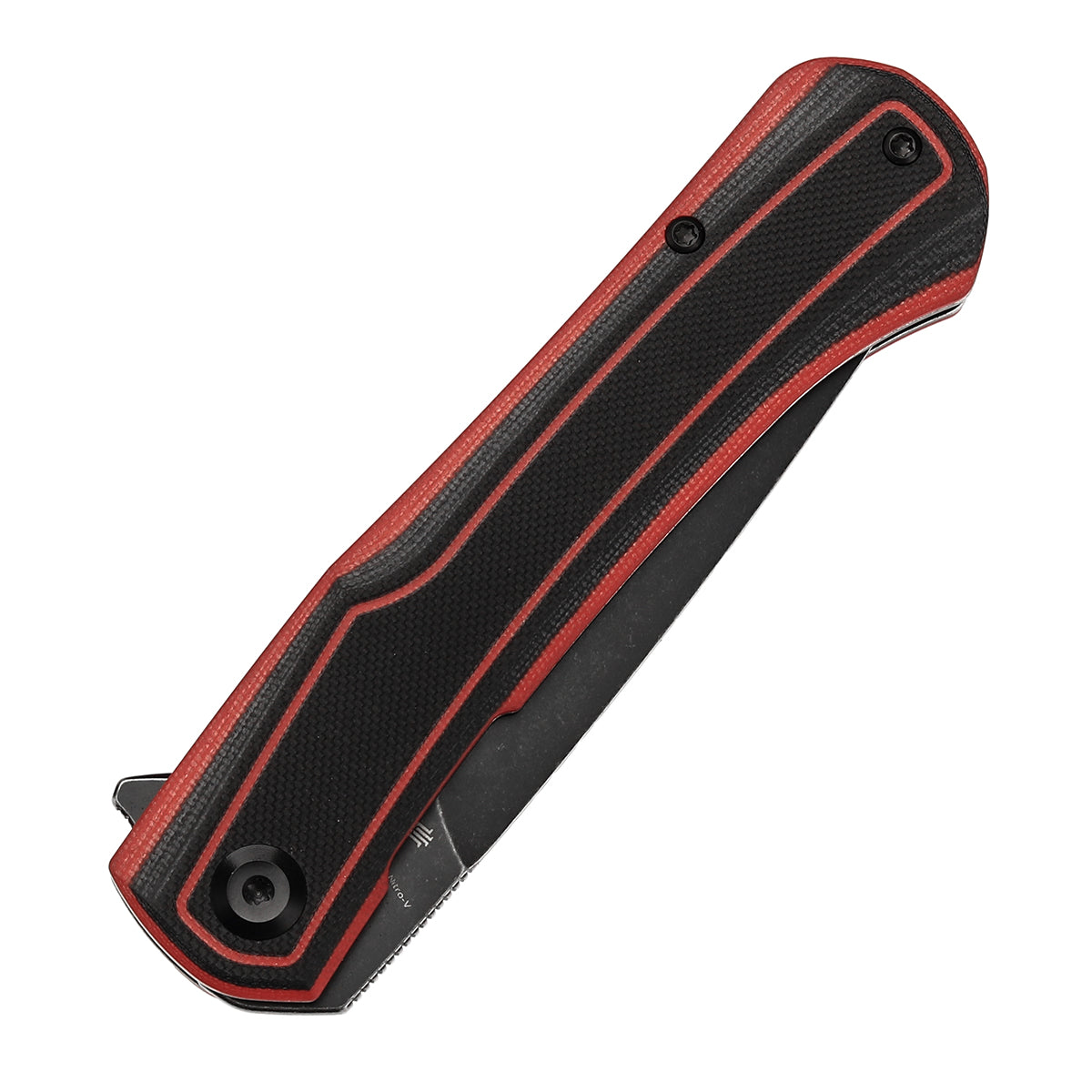 Tenable Kratos Folding Knife Black and Red G10 Handle(3.79" Blackwash Nitro-V Blade) Ostap Hel Design-T1024A1