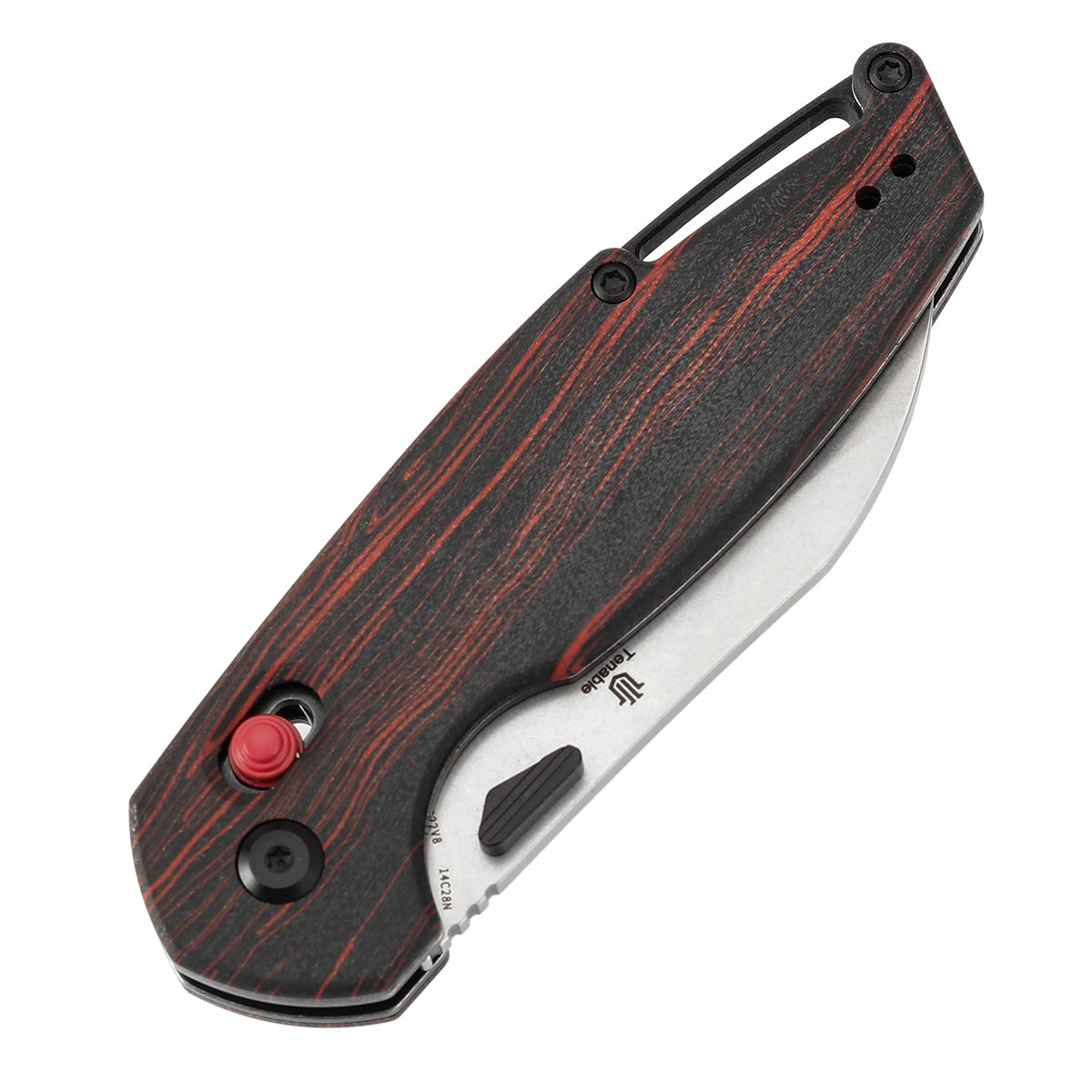 Tenable Model 6 Cross Bar Lock | Red & Black G-mascus Handle | 3.1" Stonewashed 14C28N Blade | Nick Swan Design--T1022V8