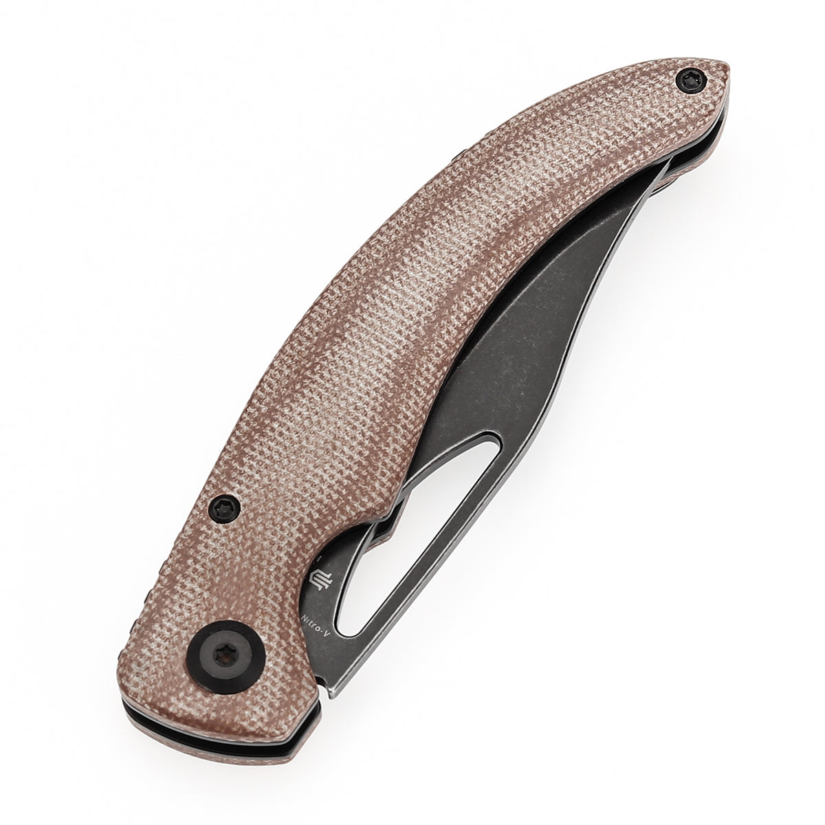 Tenable Gideon Folding Knife - 3.5'' Blackwash Nitro-V Point Blade - Brown Micarta Handle - Dead Sober Design - T1119A2