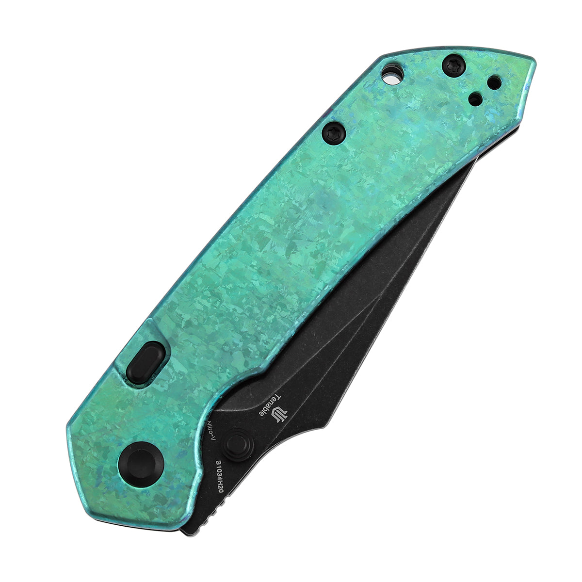 Tenable Fenrir Top Liner Lock Folding Knife | 3.4" Blackwash Nitro-V Blade | Green Anodized Crystallized Titanium Handle | Sparrow Knife Design - B1034H20