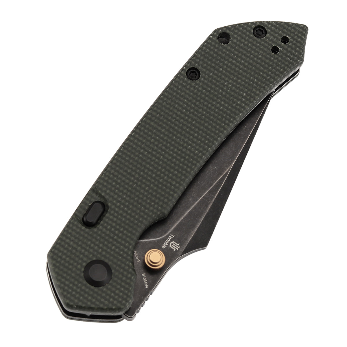 Tenable Fenrir Top Liner Lock Folding Knife| Green Micarta Handle | 3.48“ Blackwashed Nitro-V Blade | Sparrow Knife Design | B1034H4