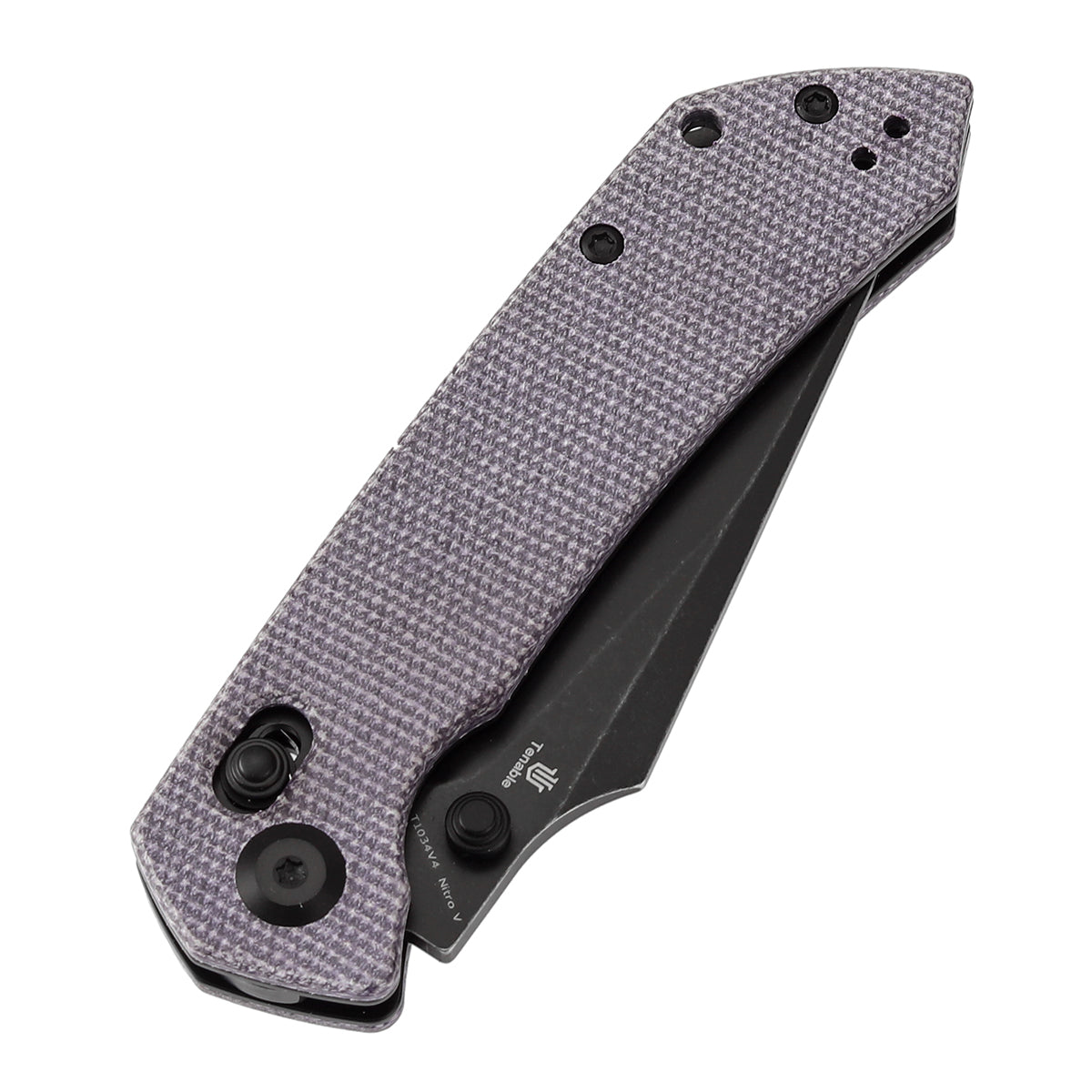 Tenable Fenrir Cross Bar Lock Folding Knife| Purple Micarta | 3.48" Blackwashed Nitro-V Blade | Sparrow Knife Design | T1034V4