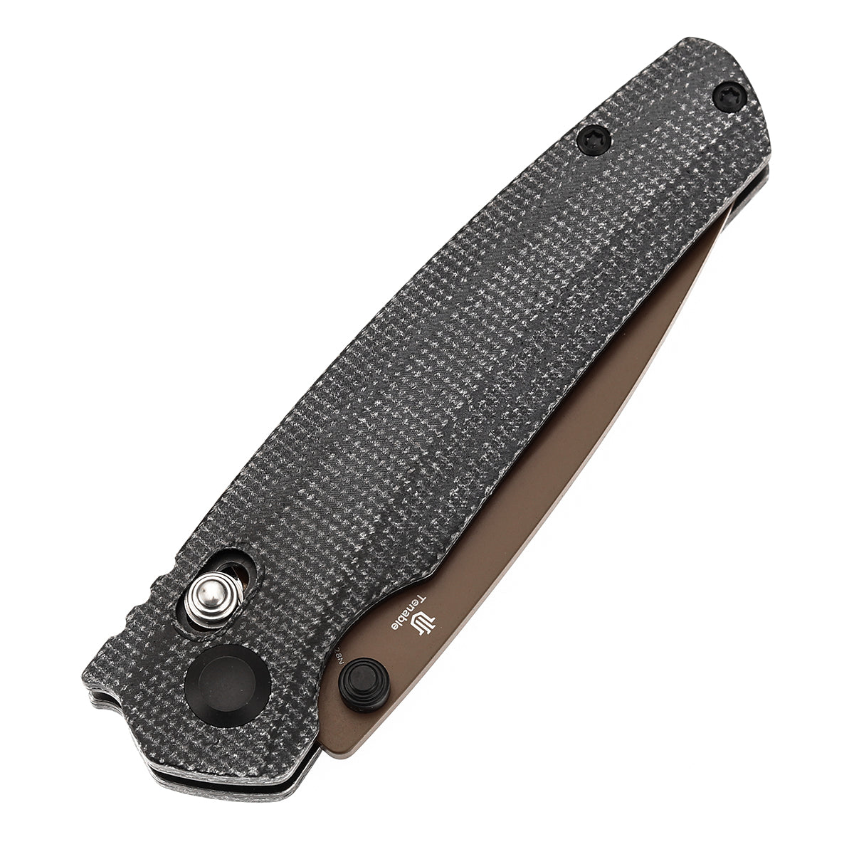 Tenable Raven Cross Bar Lock Folding Knife | 3.14" Rose Gold Coated 14C28N Blade| Black Micarta Handle | Black Bird Blades Design - T2109V6