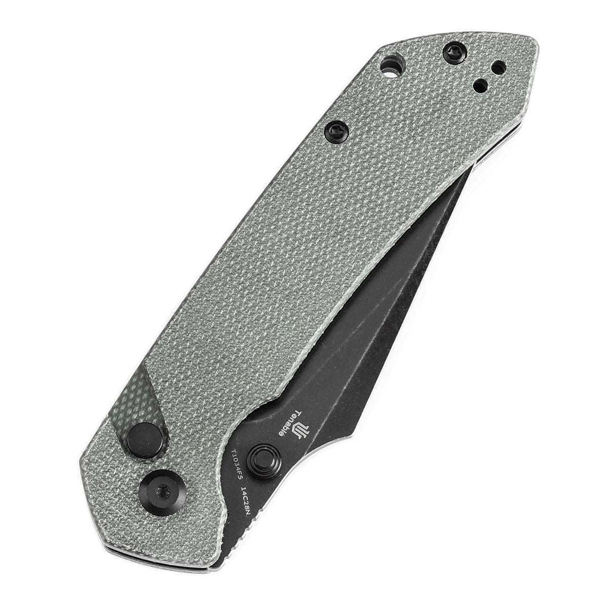 BladeHQ Exclusive Tenable Fenrir Button Lock Knife | Green Micarta | 3.45" Blackwashed 14C28N | Sparrow Knife Design|T1034F5