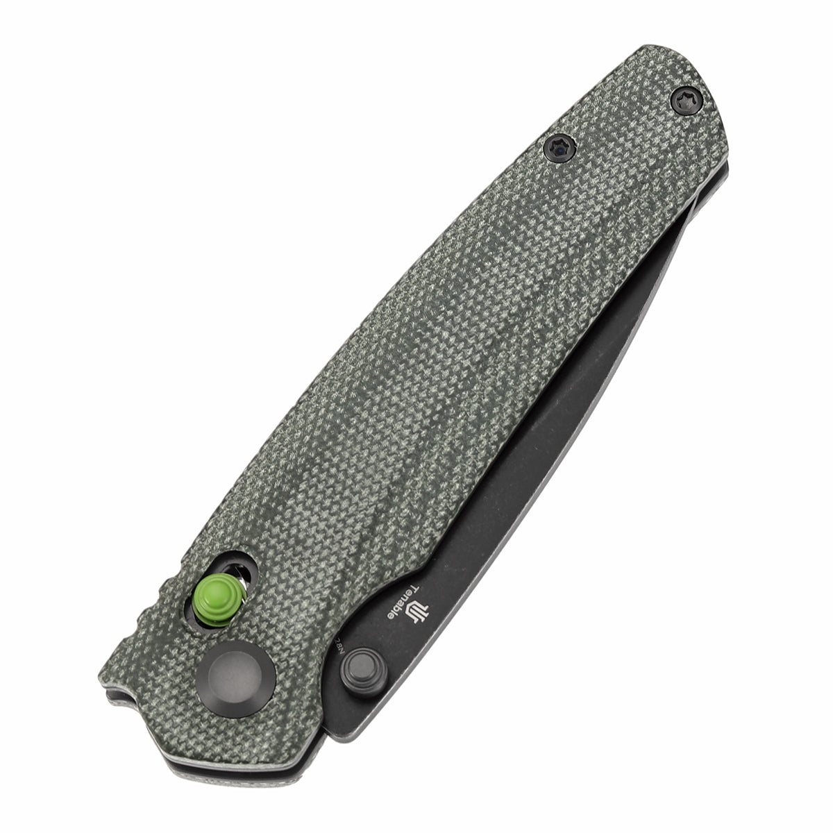 Tenable Raven Cross Bar Lock Folding Knife | 3.14" Blackwash 14C28N Blade | Green Micarta Handle | Black Bird Blades Design- T2109V5