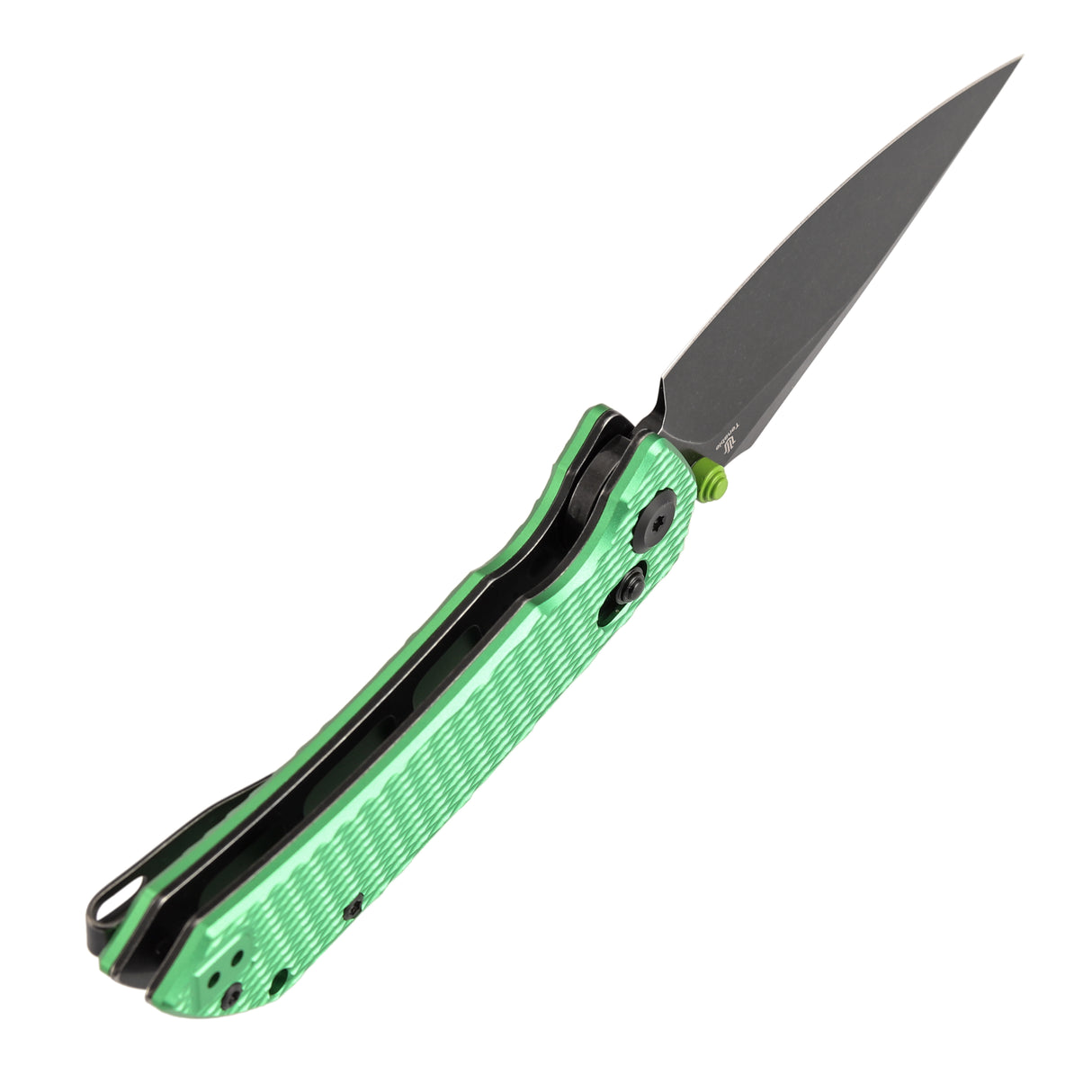 Fenrir Cross Bar Lock Folding Knife| 3.48'' Blackwash Nitro-V Blade | Green Anodized Aluminum with Diamond Patter Handle | Sparrow Knife Design| T1034V16