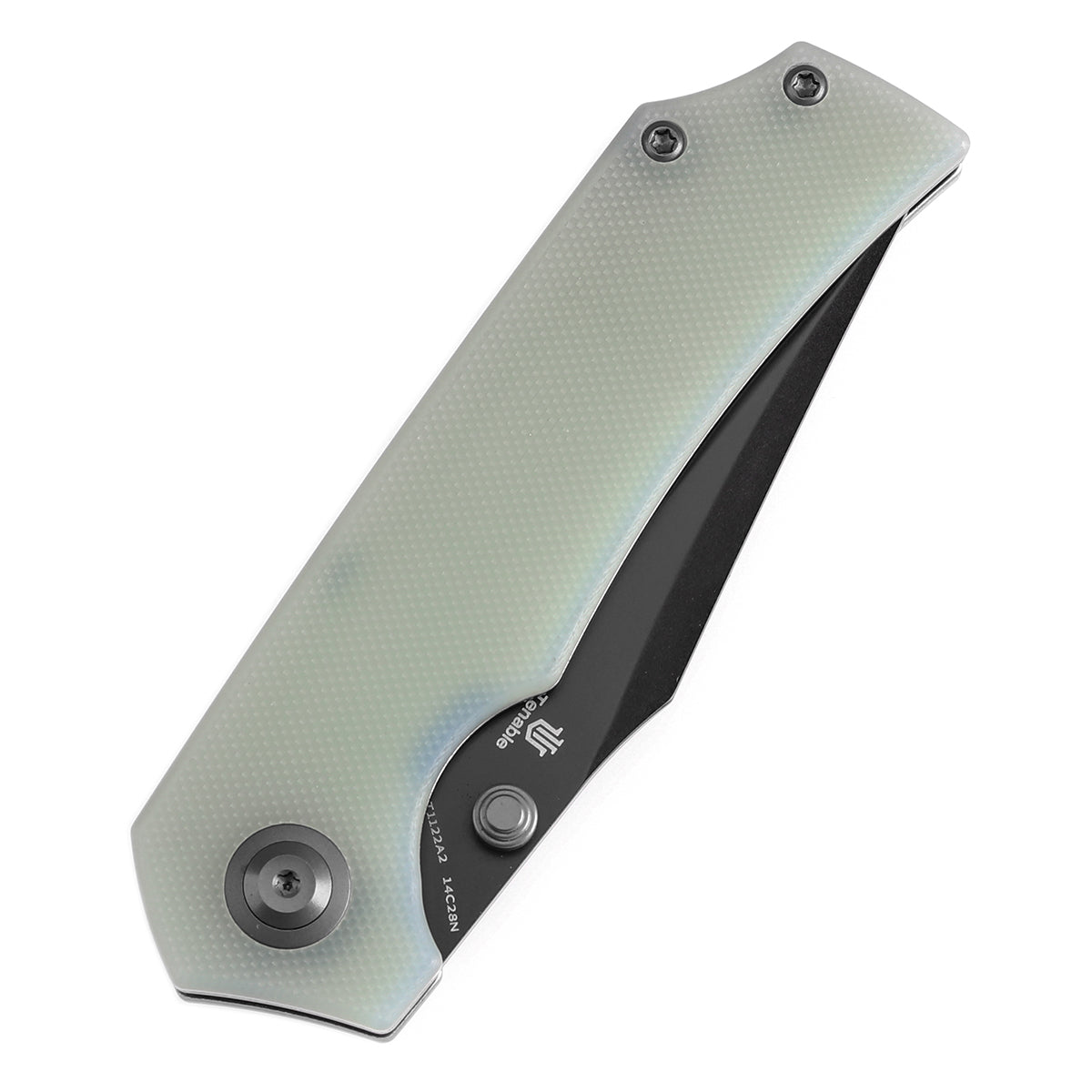 Tenable Fermi Folding Knife Jade G10 Handle (3.11'' Black TiCn Coated 14C28N Blade) Burchtree Designs-T1122A2